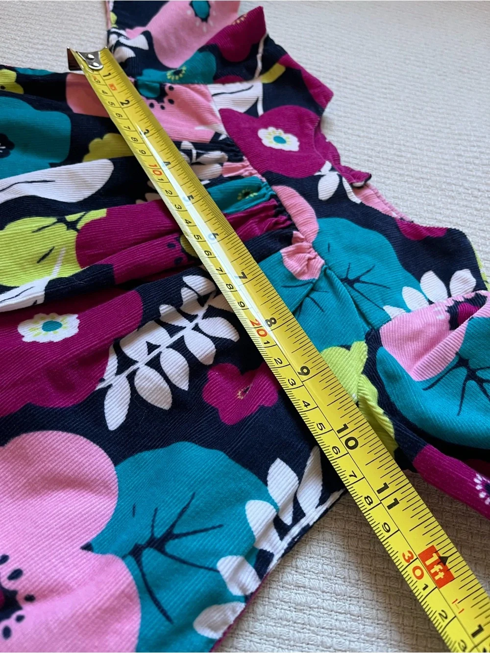 BabyGap Girls Corduroy Swing Top 6-12 Months Bright Floral Cottage Fall Winter